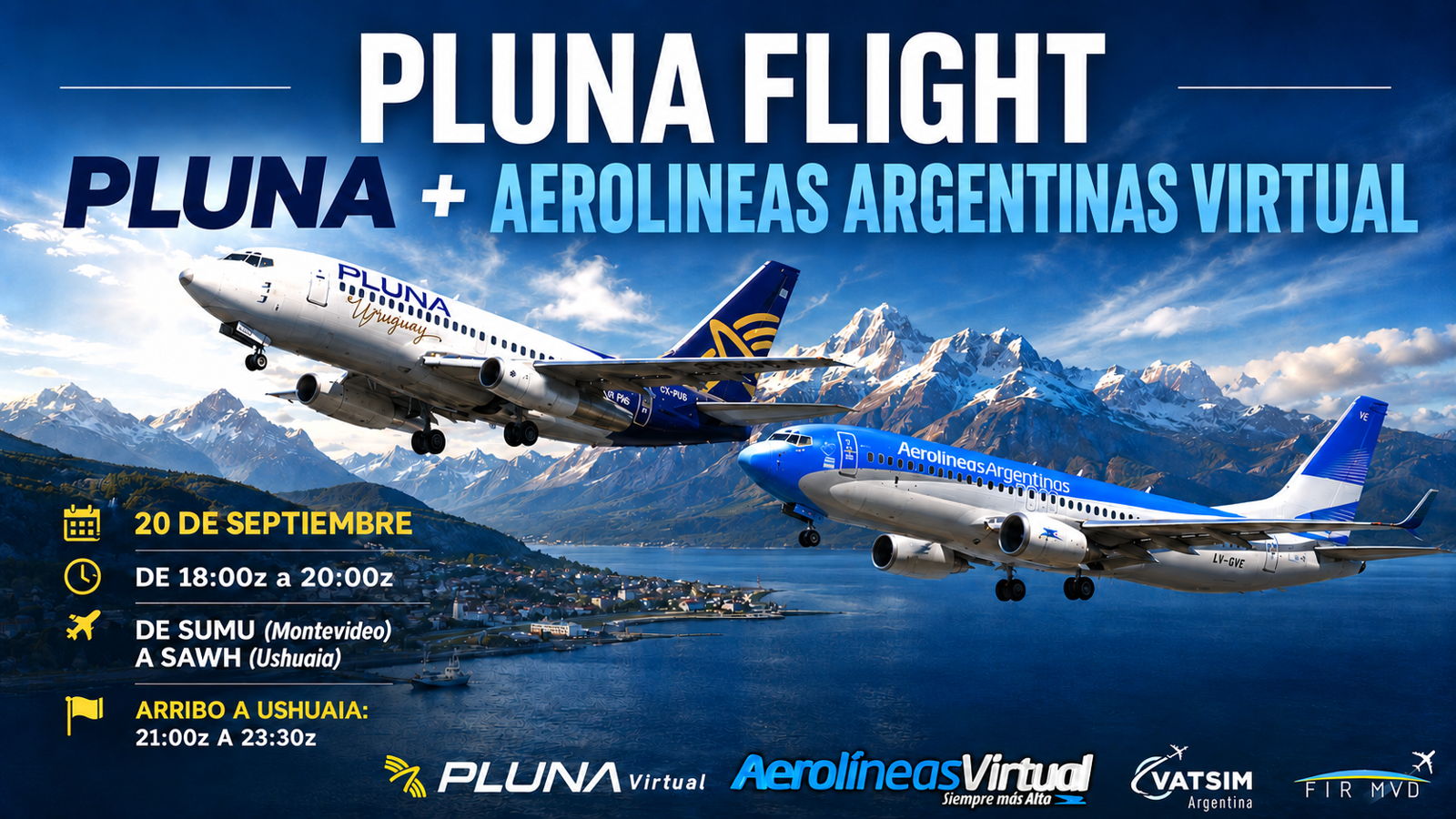 PLUNA FLIGHT WITH AEROLINEAS VIRTUAL SUMU>>SAWH
