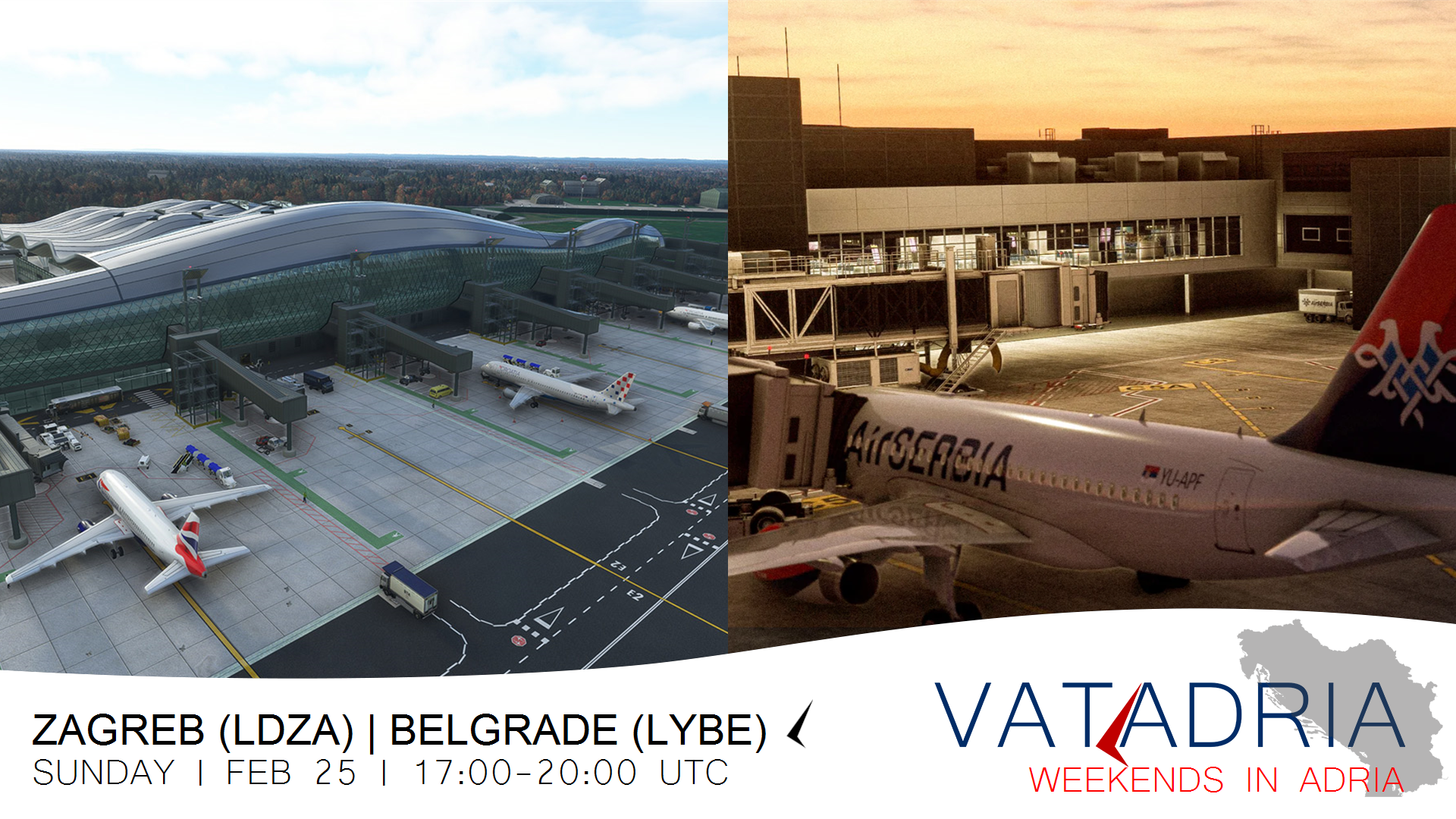 Weekends in Adria: Belgrade (LYBE) & Zagreb (LDZA) - Virtual Norwegian Events