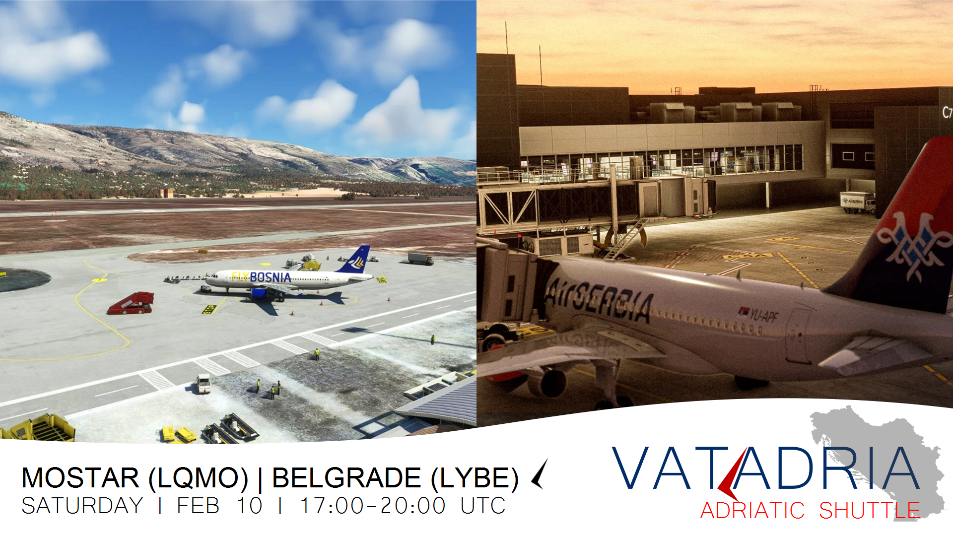 Adriatic Shuttle: Belgrade (LYBE) and Mostar (LQMO) - Virtual Norwegian Events